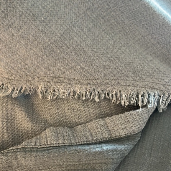 Masscob Blue Textured Cotton Blend Button Down Shirt Raw Hem Sz L - Picture 10 of 15